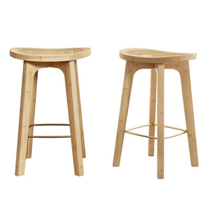 Artiss 2x Bar Stools Bamboo Rattan Stool Counter Chair Kitchen Barstools