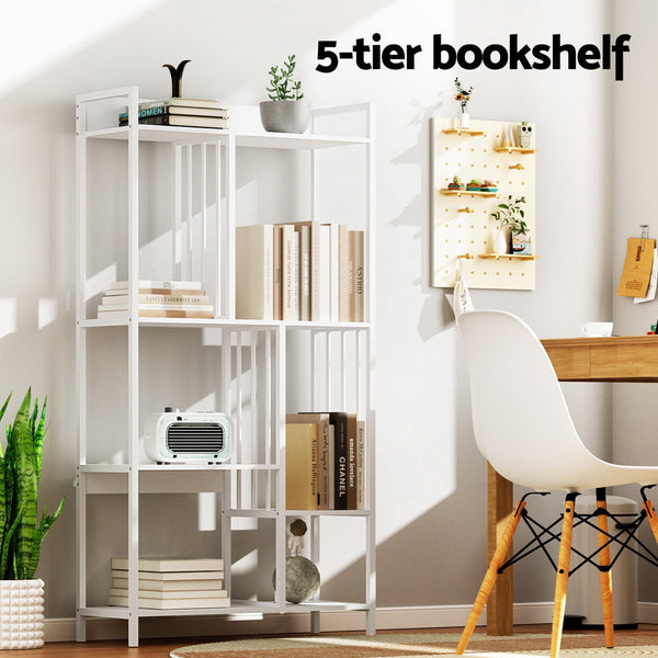 Artiss Bookshelf Display Shelves 5 Tiers 120cm White