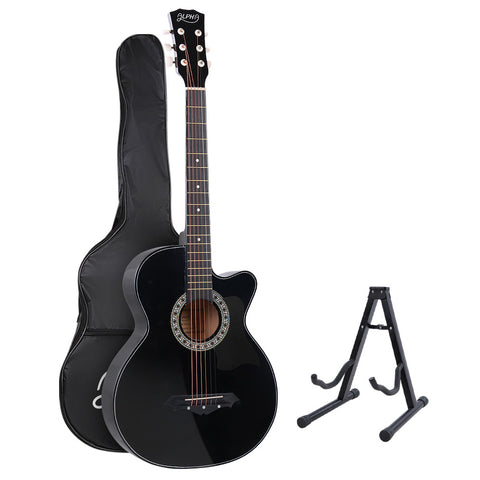 ALPHA 38 Inch Wooden Acoustic Guitar with Accessories set Black