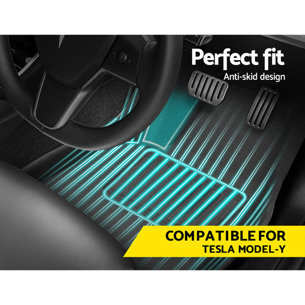 Weisshorn Tesla Model Y Rubber Mats Carpets Front Rear Set RHD 21-24