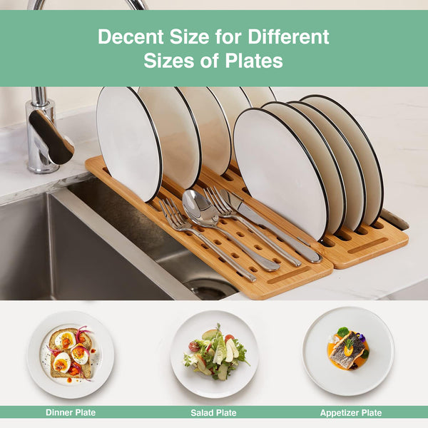 CARLA HOME Foldable Bamboo Dish Drying Rack for Kitchen