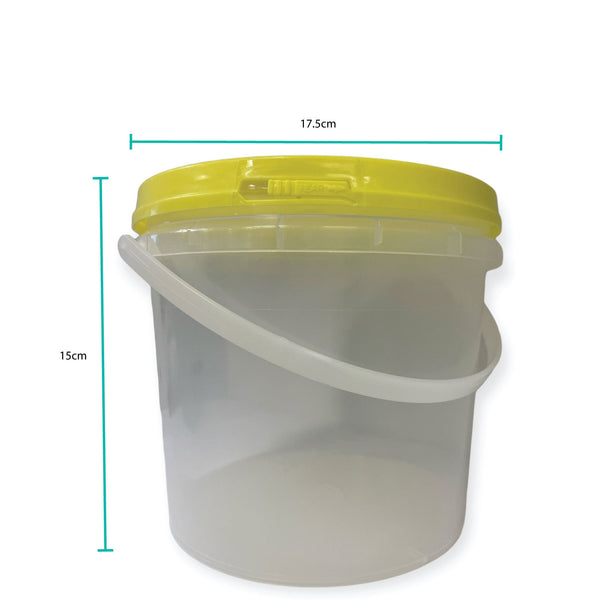 Bulk 10 x 2.2L Honey Bucket with Lid - 3Kg Clear Tamper Proof Plastic Tub