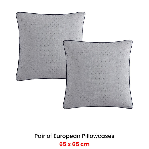 Platinum Collection Pair of Region Grey Jacquard European Pillowcases 65 x 65cm