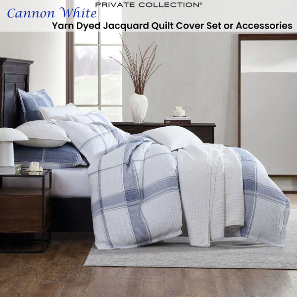 Private Collection Cannon White 100% Cotton Waffle Quilt Cover Set Queen