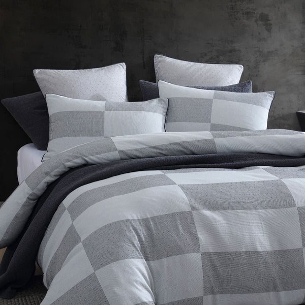 Platinum Collection Region Grey Polyester Cotton Jacquard Quilt Cover Set Super King