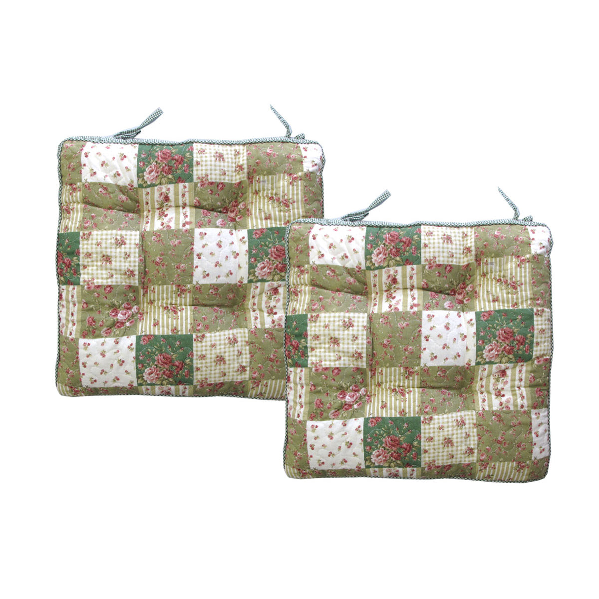 Lylac Homeware Petal Delights Set of 2 Cotton Chair Pads Mia Green