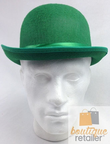 BOWLER HAT Party Costume Derby Fancy Dress Dance Halloween Vintage Cap - Green