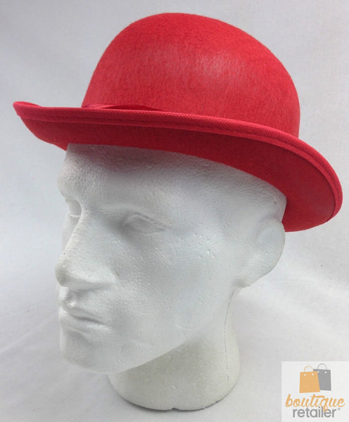 BOWLER HAT Party Costume Derby Fancy Dress Dance Halloween Vintage Cap - Red