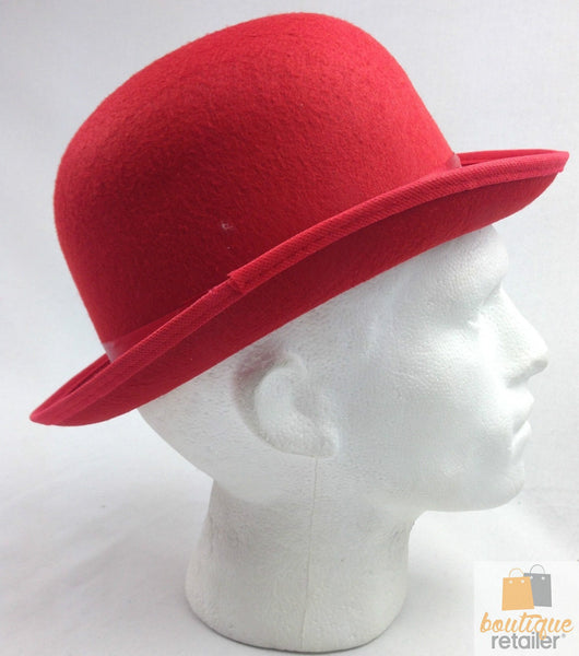 BOWLER HAT Party Costume Derby Fancy Dress Dance Halloween Vintage Cap - Red