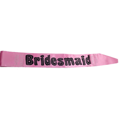 HEN'S NIGHT SASH Party Girls Wedding Bridesmaid Bridal Bride To Be Satin Sashes - Bridesmaid (Pink)