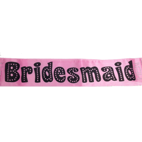 HEN'S NIGHT SASH Party Girls Wedding Bridesmaid Bridal Bride To Be Satin Sashes - Bridesmaid (Pink)