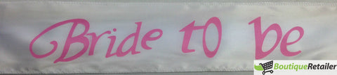 HEN'S NIGHT SASH Party Girls Wedding Bridesmaid Bridal Bride To Be Satin Sashes - Bride To Be (White)