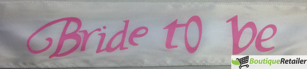 HEN'S NIGHT SASH Party Girls Wedding Bridesmaid Bridal Bride To Be Satin Sashes - Bride To Be (White)