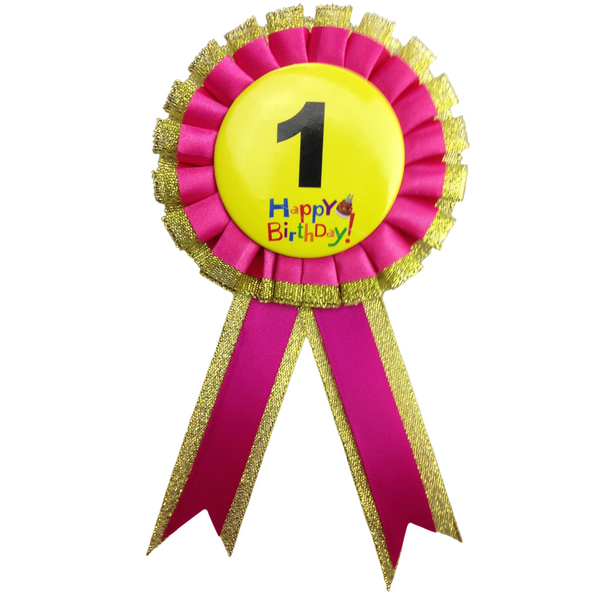 BIRTHDAY BADGE Party Favour Award Rosette Fancy Dress Girls Boys Childrens Kids -