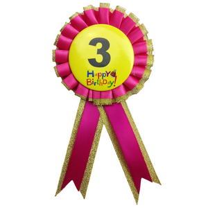 BIRTHDAY BADGE Party Favour Award Rosette Fancy Dress Girls Boys Childrens Kids -