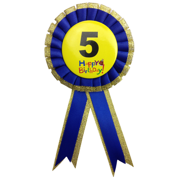 BIRTHDAY BADGE Party Favour Award Rosette Fancy Dress Girls Boys Childrens Kids -