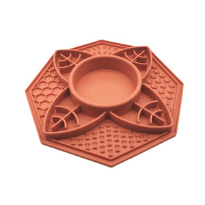 Flower Mandala Slow Feeder Lick Mat Bowl - Terracotta