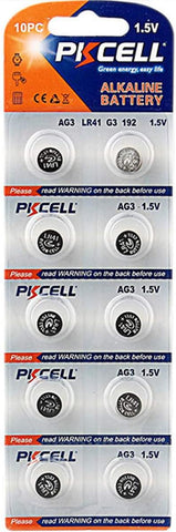 BUTTON CELL BATTERIES [10 pack]: 1.5V - AG3 - LR41 - G3 - 192