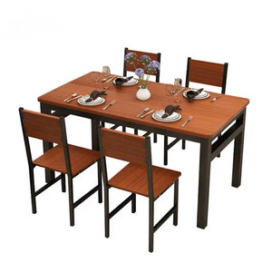 NNECN Wood & Steel Dining Set (Oak & Black)