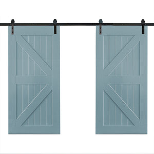 2M Antique Classic Style Double Sliding Barn Door Hardware Track Roller Kit