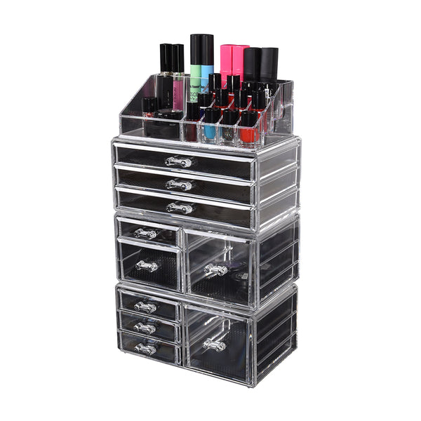 10 Drawers Clear Acrylic Boxes Cosmetic Makeup Organizer Jewellery Storage Box