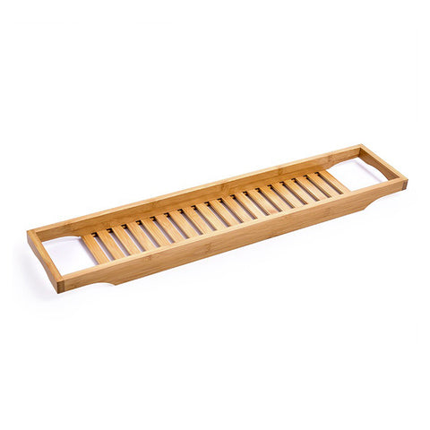 Bathroom Bamboo Bath Caddy Book Wine Glass Holder Tray Over Bathtub Rack Support