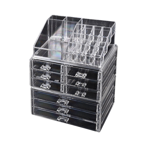 9 Drawer Clear Acrylic Cosmetic Makeup Organizer Jewellery Storage Box