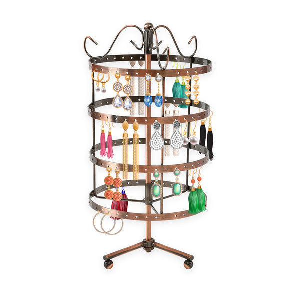 Earring Holder Stand Jewelry Display Hanging Rack Storage Metal Organizer 4 Tier Bronze