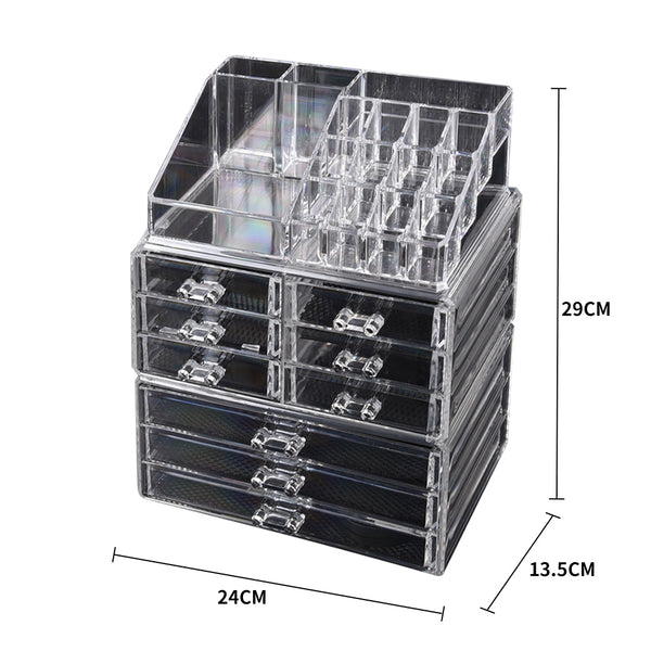 9 Drawer Clear Acrylic Cosmetic Makeup Organizer Jewellery Storage Box