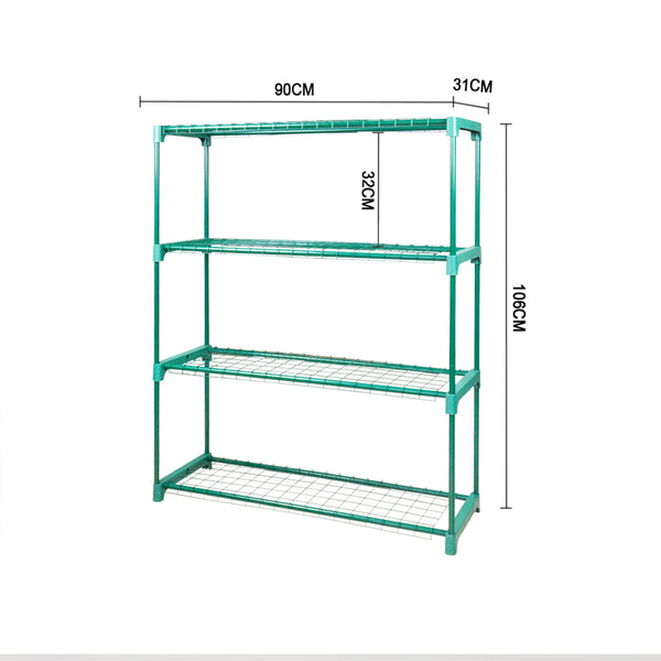 2x 4 Tier Plant Shelve Garden Greenhouse Steel Storage Shelving Frame Stand Rack