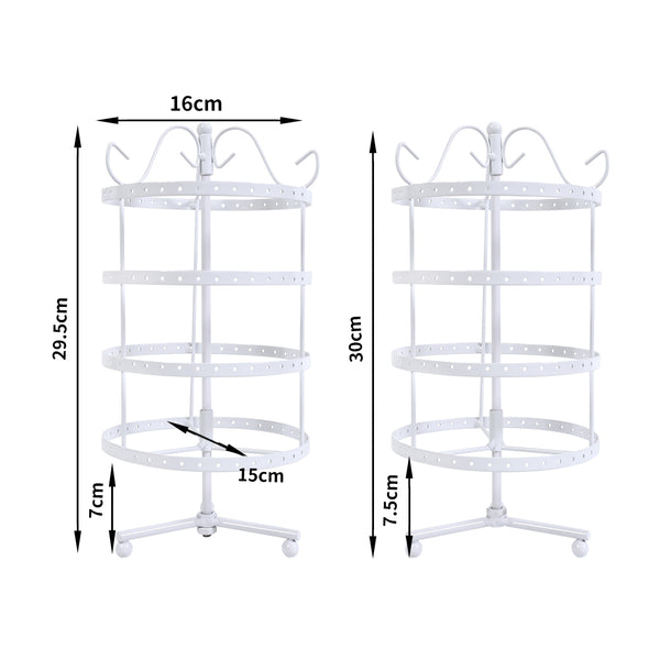 Earring Holder Stand Jewelry Display Hanging Rack Storage Metal Organizer 4 Tier White