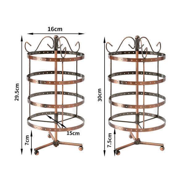 Earring Holder Stand Jewelry Display Hanging Rack Storage Metal Organizer 4 Tier Bronze