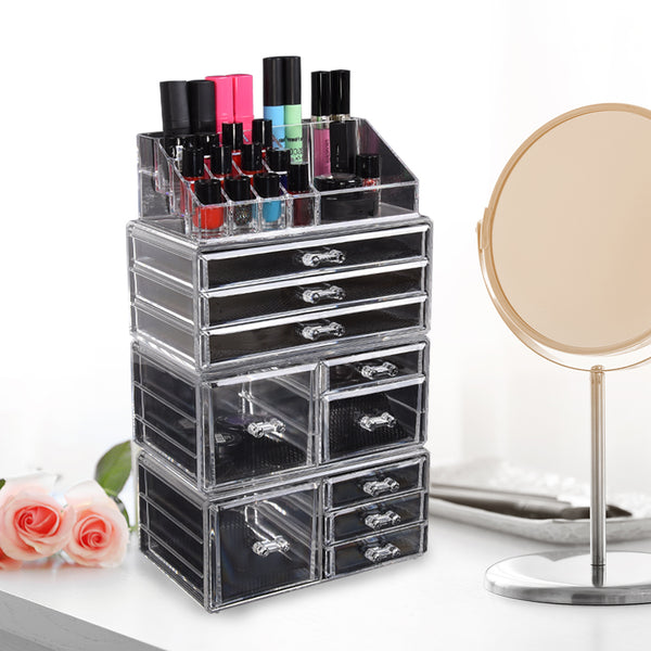 10 Drawers Clear Acrylic Boxes Cosmetic Makeup Organizer Jewellery Storage Box