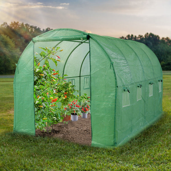 Greenhouse Plastic Cover Film Walk-in Outdoor Garden Green House Tunnel 6X3X2M