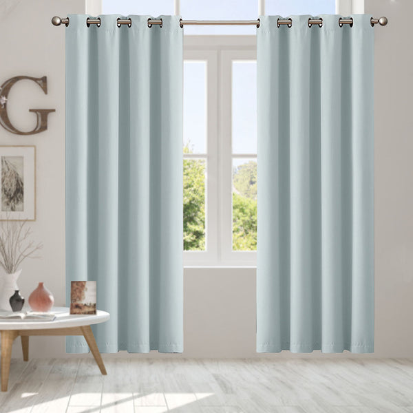 2x Blockout Curtains Panels 3 Layers Eyelet Room Darkening 140x230cm Green