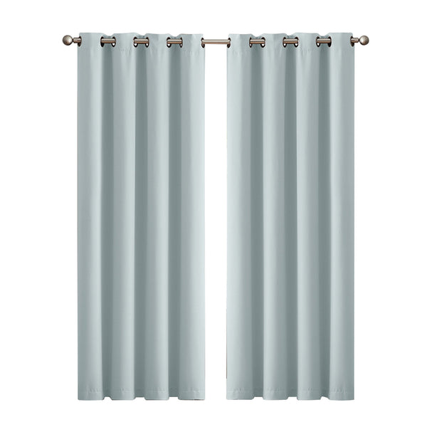 2x Blockout Curtains Panels 3 Layers Eyelet Room Darkening 140x230cm Green