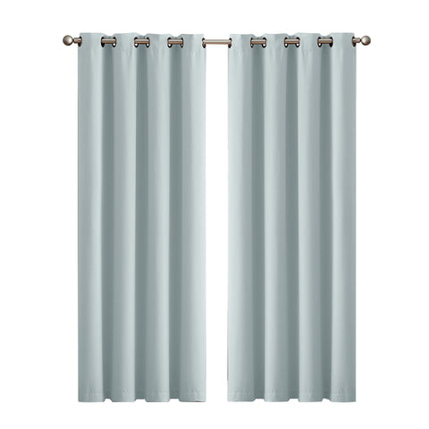 2x Blockout Curtains Panels 3 Layers Eyelet Room Darkening 140x230cm Green