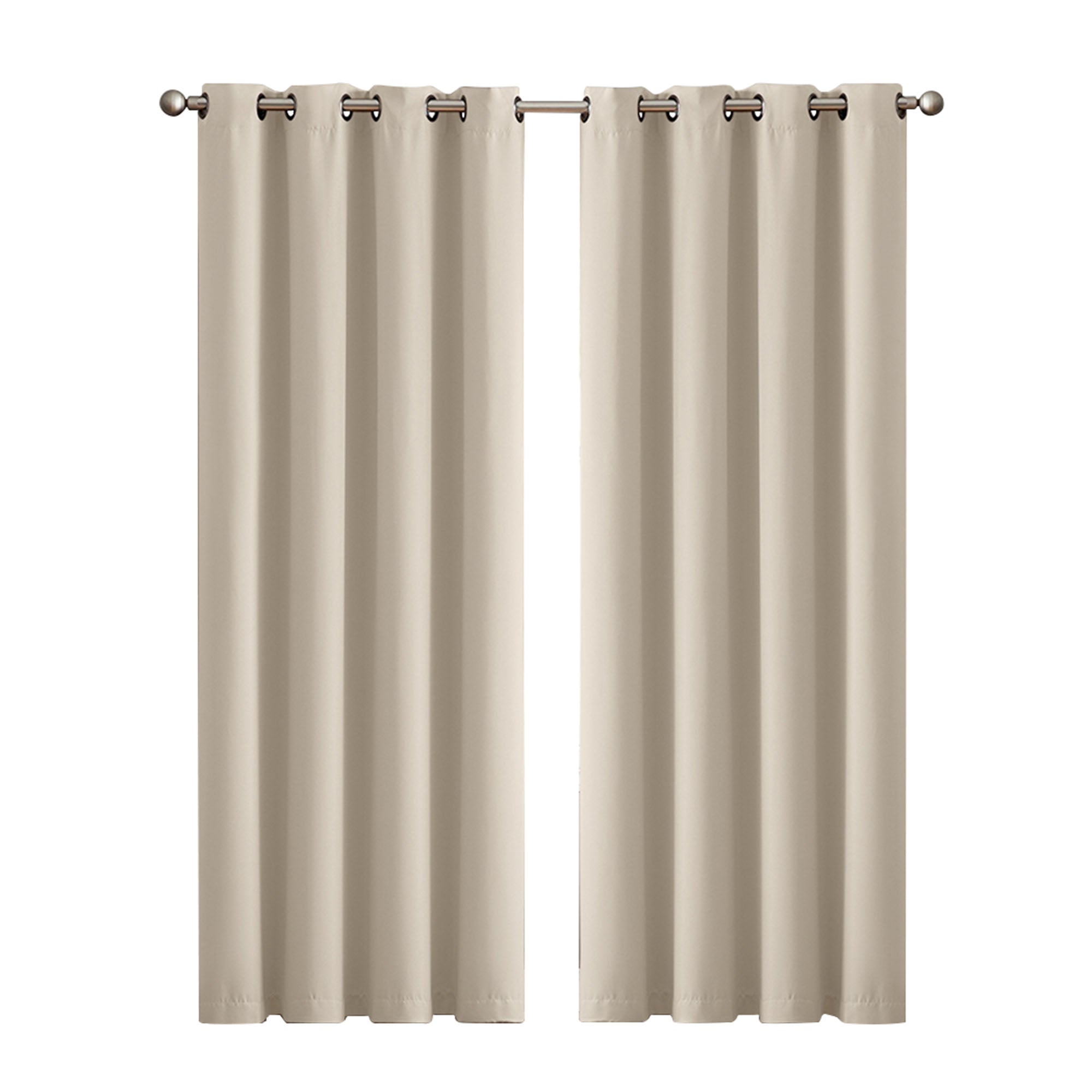 2x Blockout Curtains Panels 3 Layers Eyelet Room Darkening 140x230cm Beige