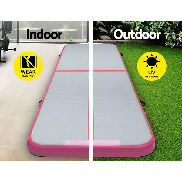 Everfit 3m x 1m Air Track Mat Gymnastic Tumbling Pink and Grey