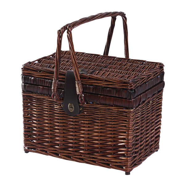 4 Person Picnic Basket Deluxe Baskets Set Outdoor Blanket Deluxe Wicker Gift