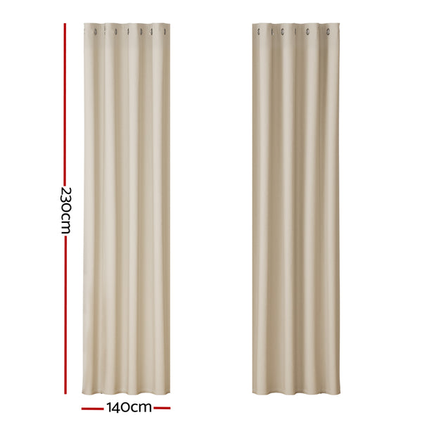 Artiss 2X Blockout Curtains Blackout Window Curtain Eyelet 140x230cm Beige