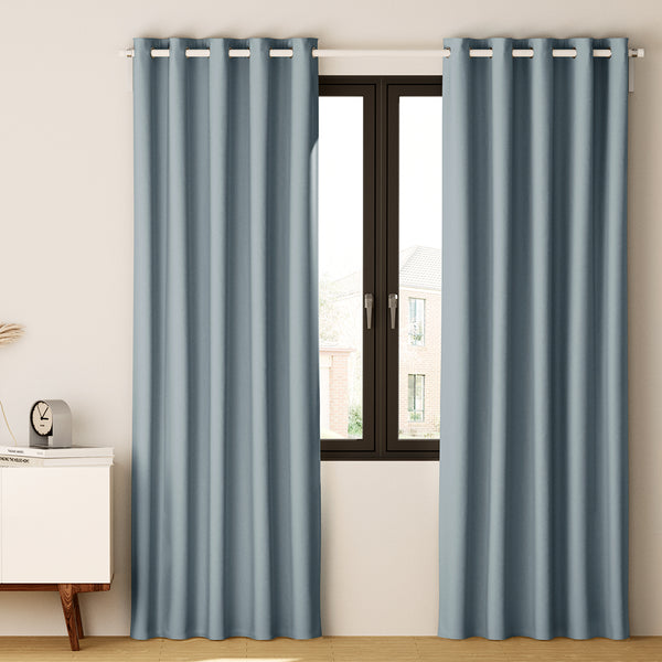 Artiss 2X Blockout Curtains Blackout Window Curtain Eyelet 140x230cm Grey