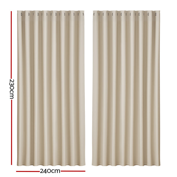 Artiss 2X Blockout Curtains Blackout Window Curtain Eyelet 240x230cm Beige