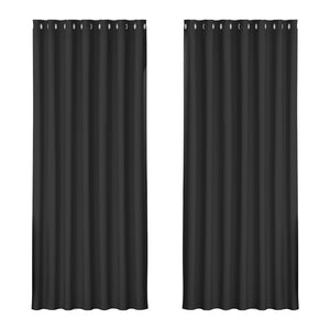 Artiss 2X Blockout Curtains Blackout Window Curtain Eyelet 240x230cm Black