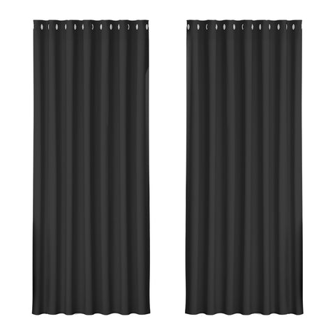 Artiss 2X Blockout Curtains Blackout Window Curtain Eyelet 240x230cm Black