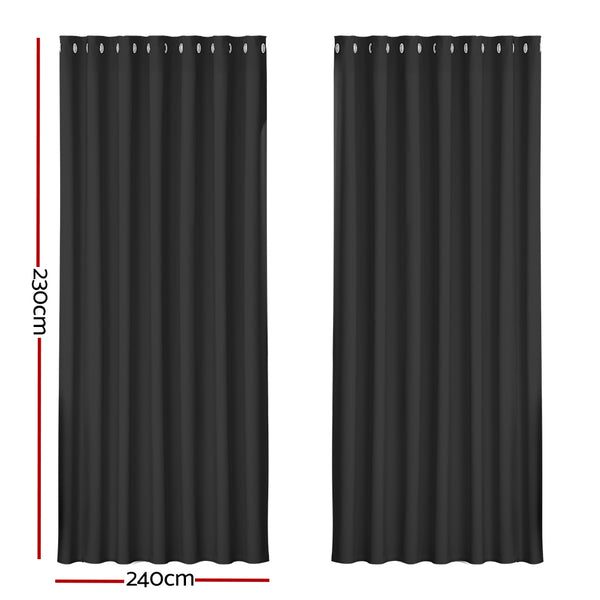 Artiss 2X Blockout Curtains Blackout Window Curtain Eyelet 240x230cm Black