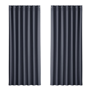 Artiss 2X Blockout Curtains Blackout Window Curtain Eyelet 240x230cm Charcoal