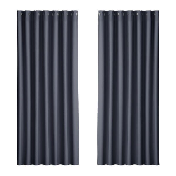 Artiss 2X Blockout Curtains Blackout Window Curtain Eyelet 240x230cm Charcoal