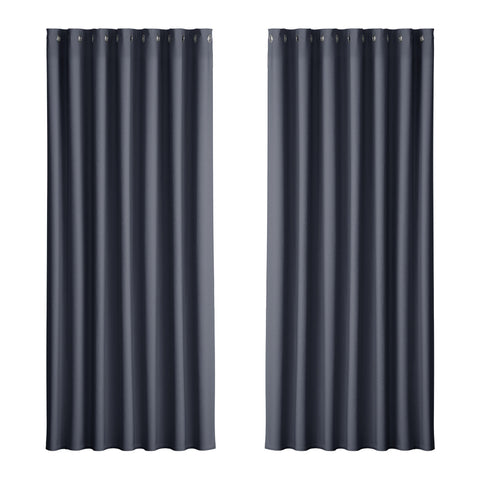 Artiss 2X Blockout Curtains Blackout Window Curtain Eyelet 240x230cm Charcoal