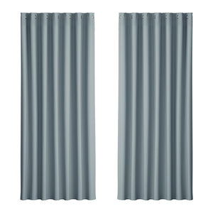 Artiss 2X Blockout Curtains Blackout Window Curtain Eyelet 240x230cm Grey